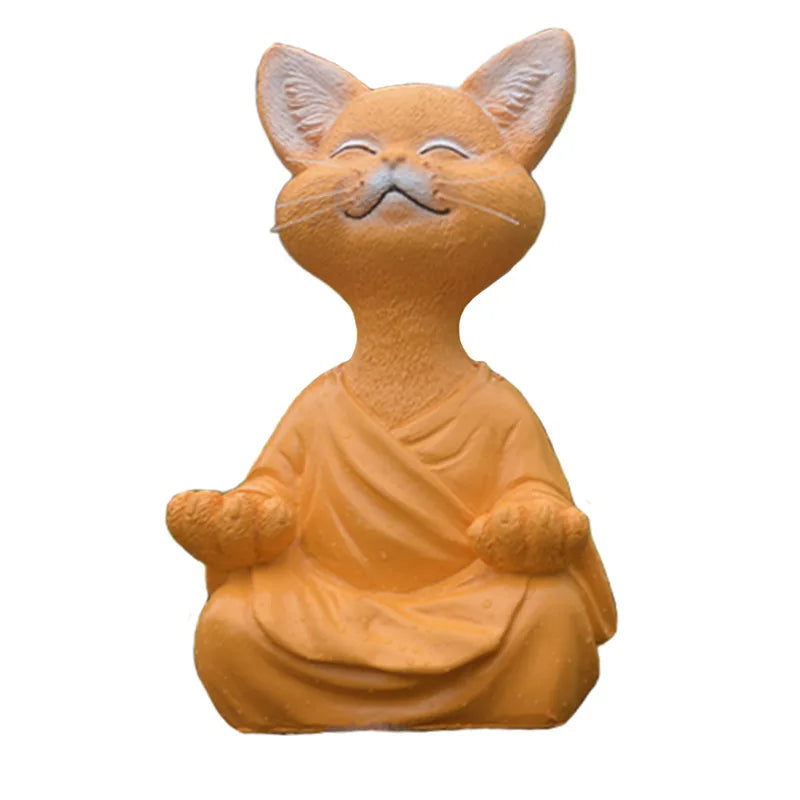 Afralia™ Black Buddha Cat Figurine Meditation Yoga Collectible - Home Decor Art Sculpture