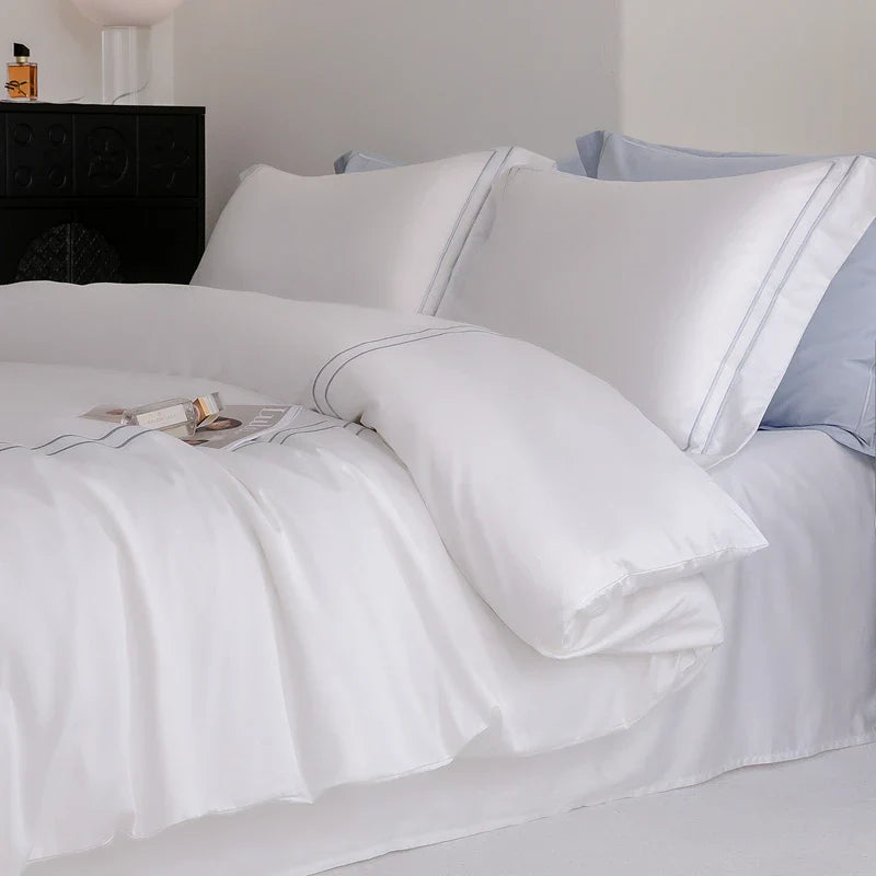 Afralia™ Luxury Solid Color Hotel Style Bedding Set with Egyptian Cotton Softness