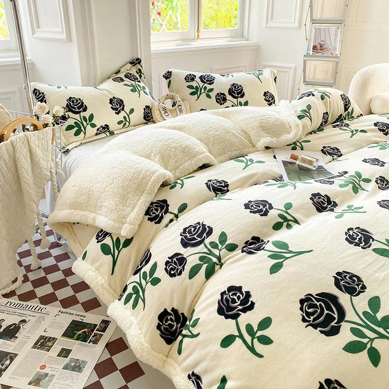 Afralia™ Cartoon Print Cozy Blanket - Milk Velvet & Cashmere - Winter/Spring Duvet Cover