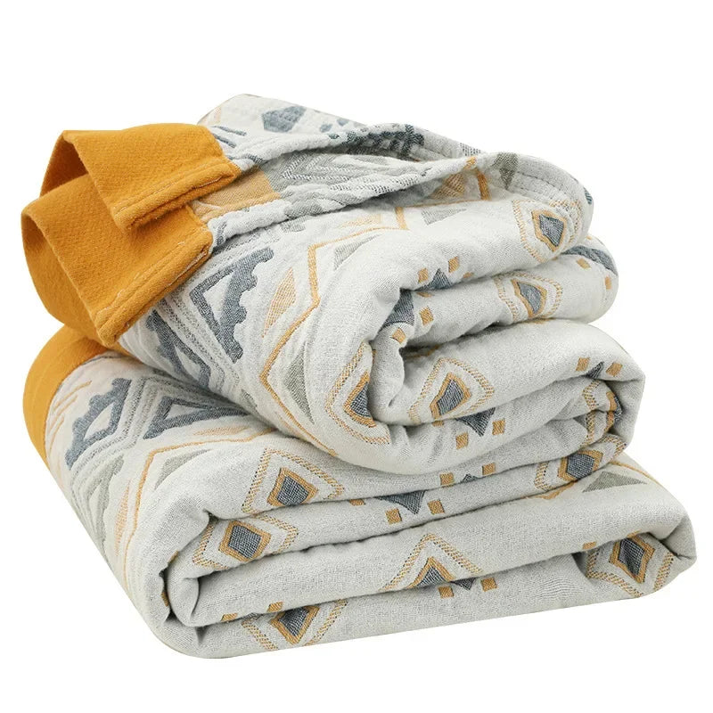 Afralia™ Cotton Gauze Geometry Summer Blanket