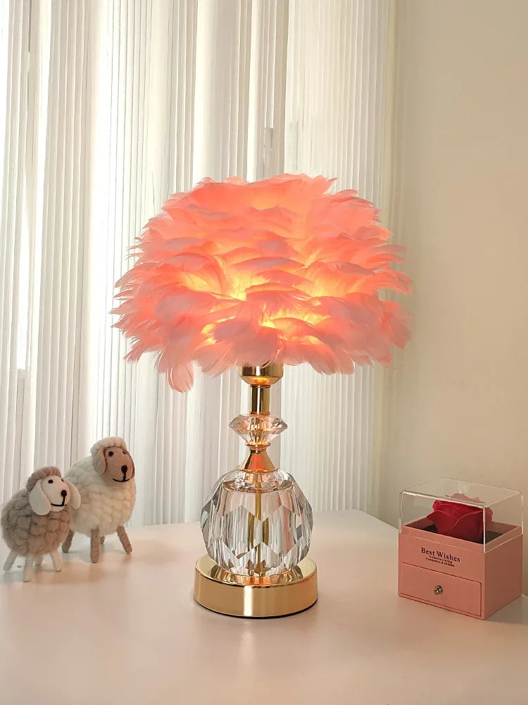 Afralia™ Romantic Feather Table Lamp for Modern Living Spaces