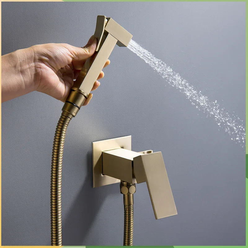 Afralia™ Bidet Faucet Shower Mixer: Cold Hot Water Tap, Brass, Square Sprayer Head