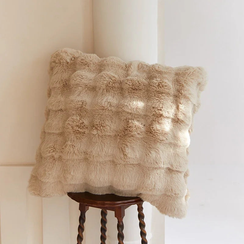 Afralia™ Luxe Tuscan Fur Throw Pillows for Elegant Sofas: Plush Seat & Back Cushions