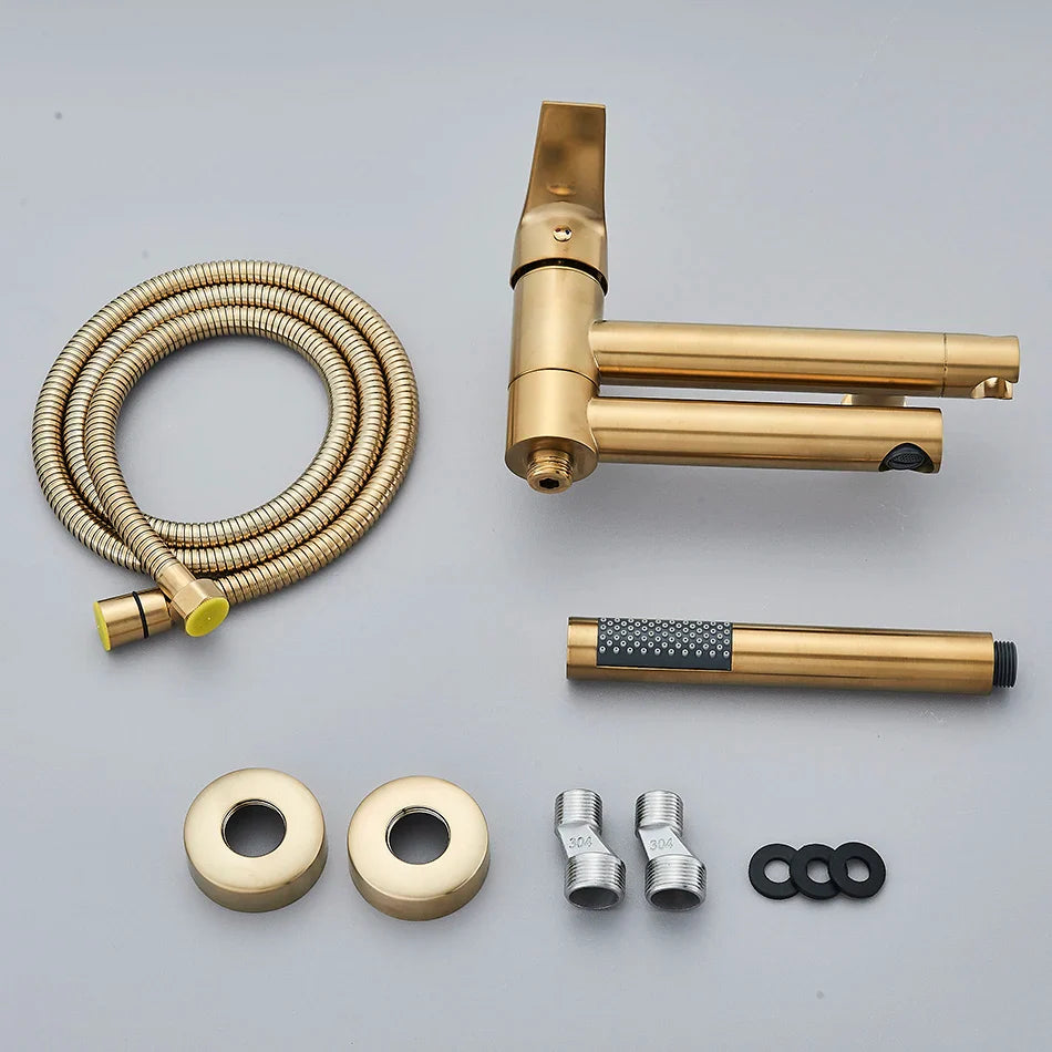 Afralia™ Brass Wall Mounted Bathtub Shower Mixer Tap Set for Bathroom