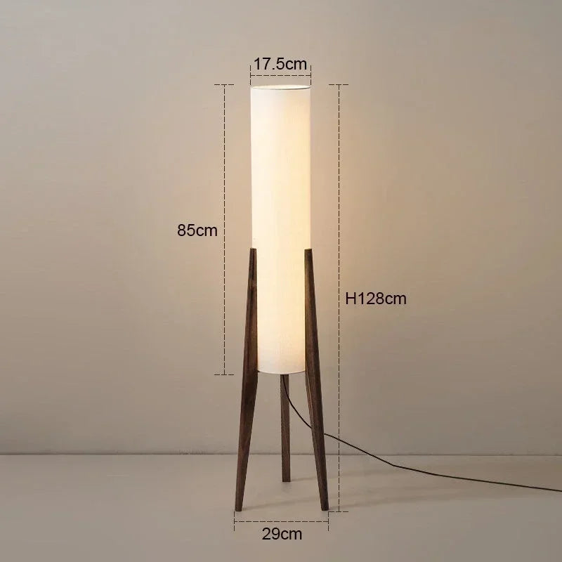 Afralia™ Solid Wood Floor Lamp with Fabric Shade