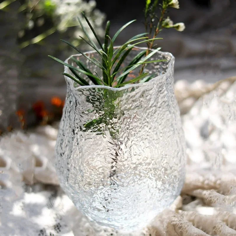 Afralia™ Green Transparent Glass Vase for Flower Arrangement & Home Decor