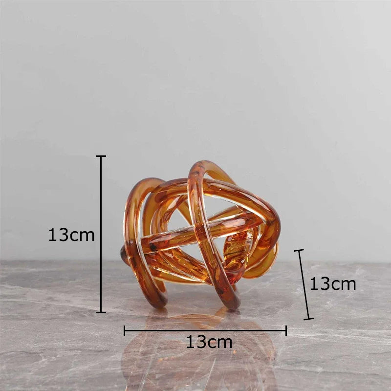 Afralia™ Modern Glass Chain Cluster Sculpture Transparent Thread Ball Aesthetics Decor