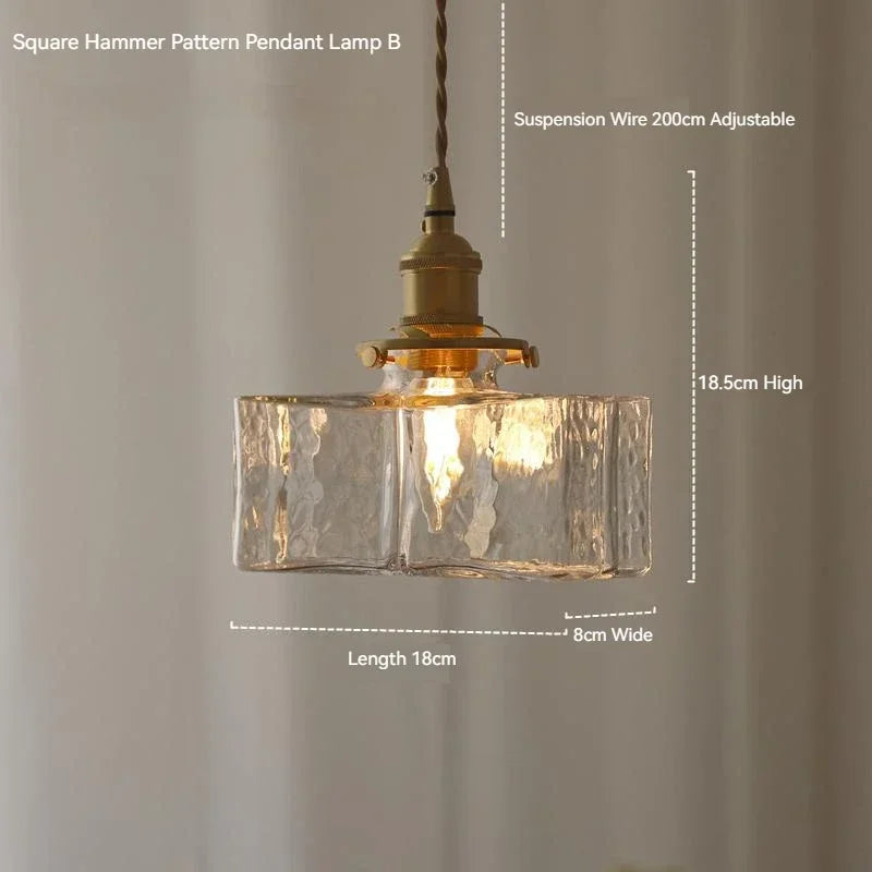 Afralia™ Vintage Brass Glass Pendant Lamp Rustic LED Ceiling Chandeliers