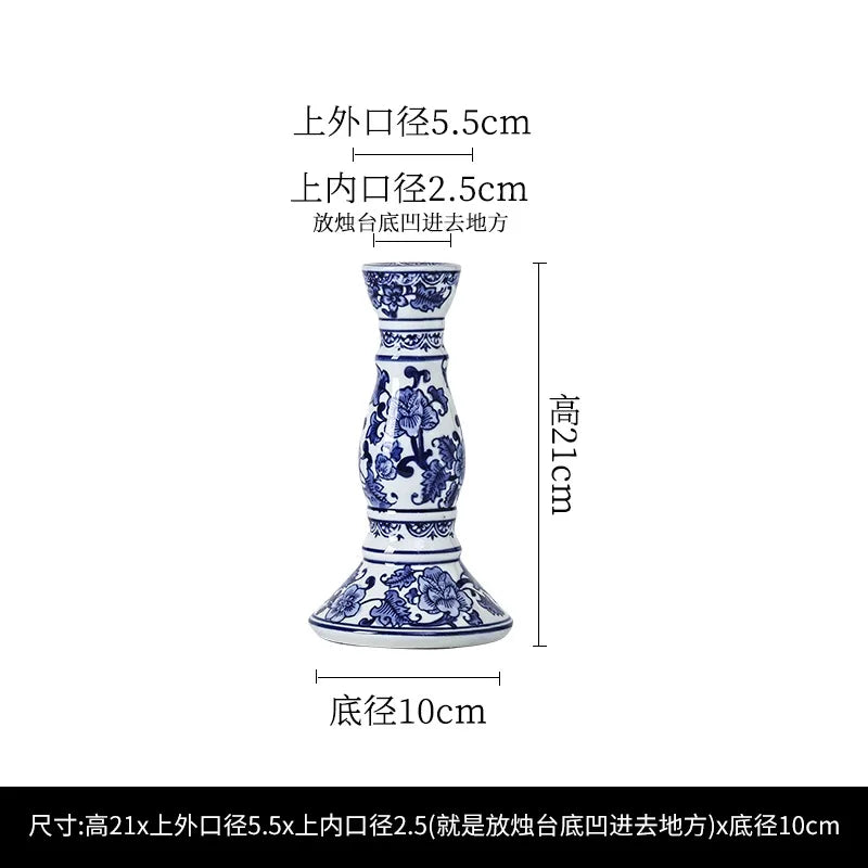 Blue White Ceramic Candle Holder by Afralia for Home Decor & Ornamental Crafts