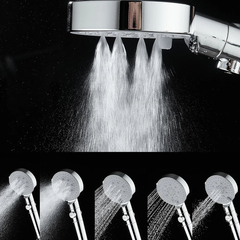 Afralia™ 5-Function Shower Head with Stop Button, 10cm Panel, Silicone Gel Holes