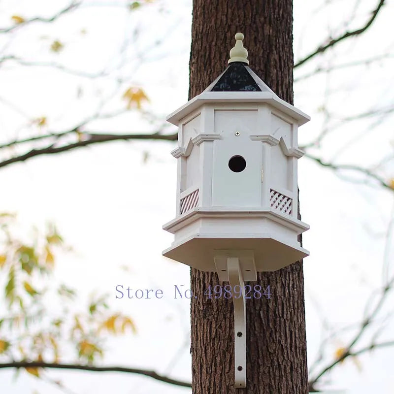 Afralia™ Retro Wooden Birdhouse Hanging Tree Outdoor Garden Decoration Bird Nest