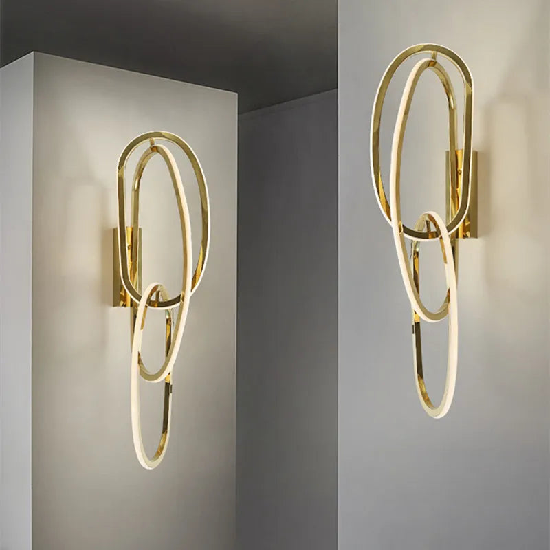 Afralia™ Gold LED Wall Sconce Dimmable Lighting Fixture Polished Steel Modern Luminarias