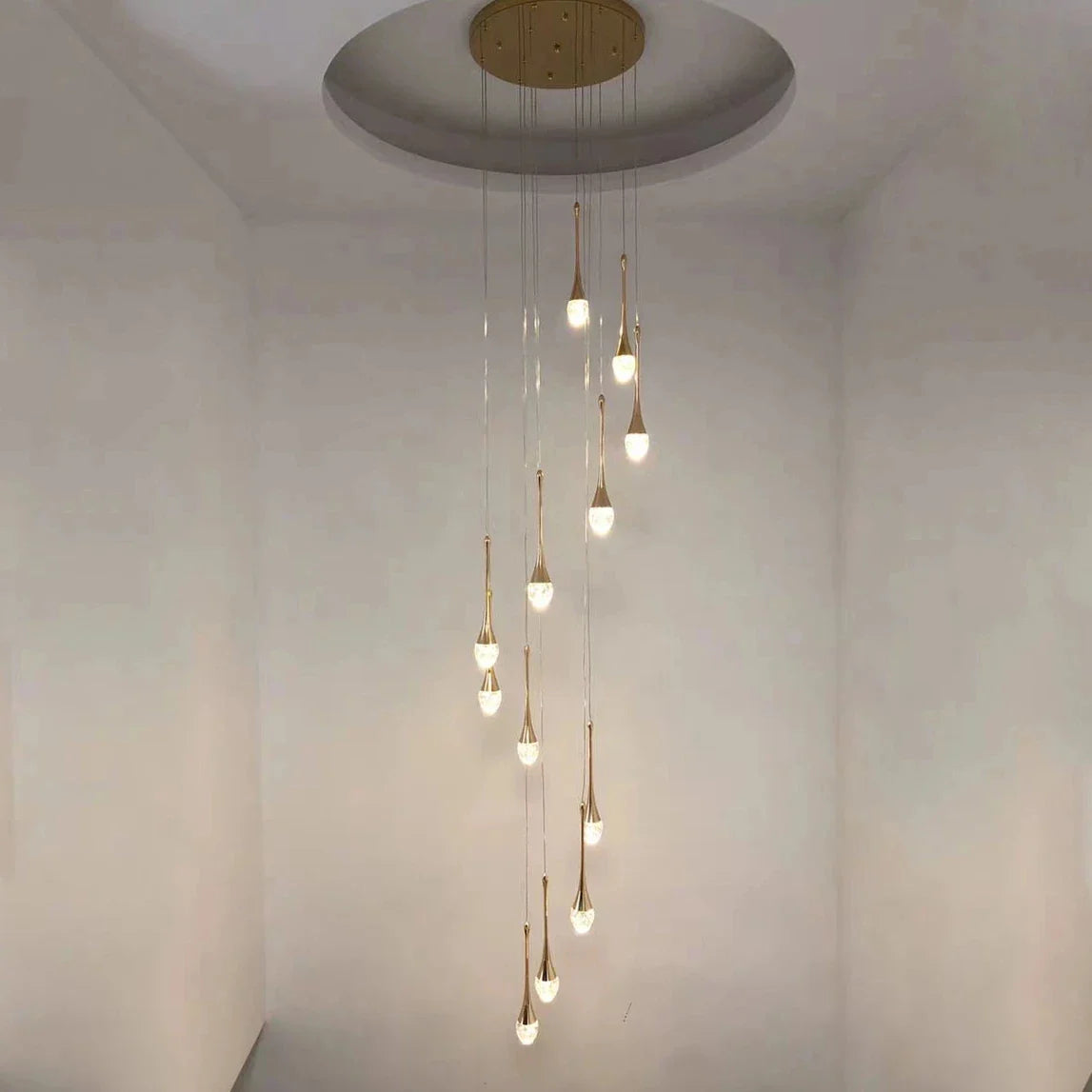 Afralia™ Crystal LED Chandeliers: Luxury Long Staircase Hanging Lights for Living Room Lobby