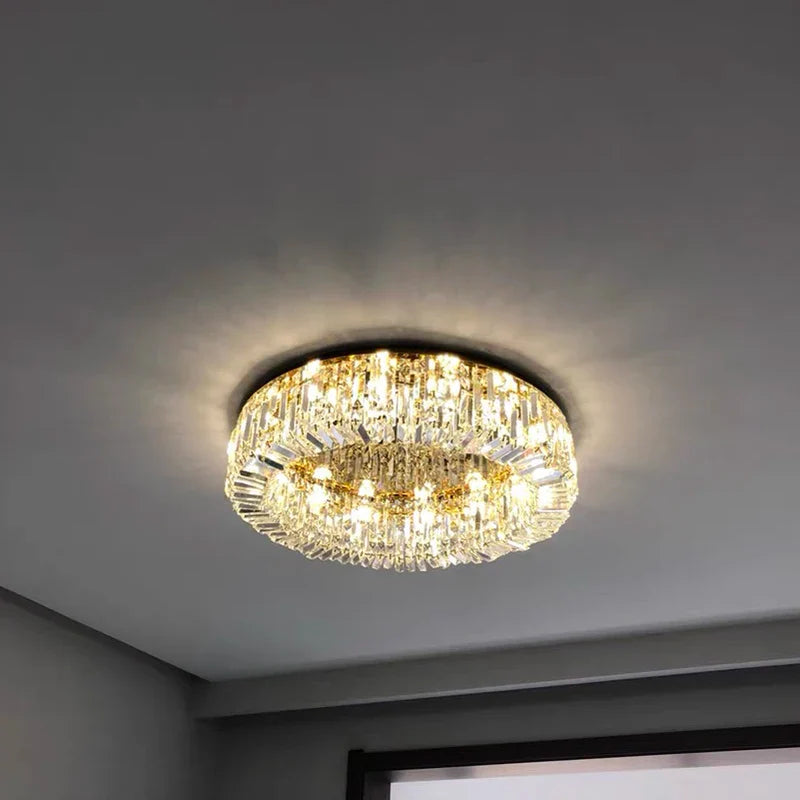 Afralia™ Crystal LED Ceiling Lamp for Chic Living, Bedroom, and Dining Room