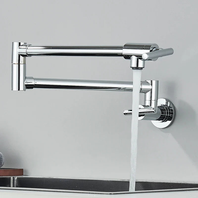 Afralia™ Double Joint Pot Filler Faucet Swing Arm Wall Mount Kitchen Tap
