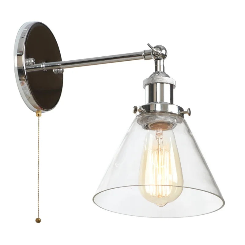 Afralia™ Vintage Industrial LED Wall Sconce Clear Glass Bathroom Lamp
