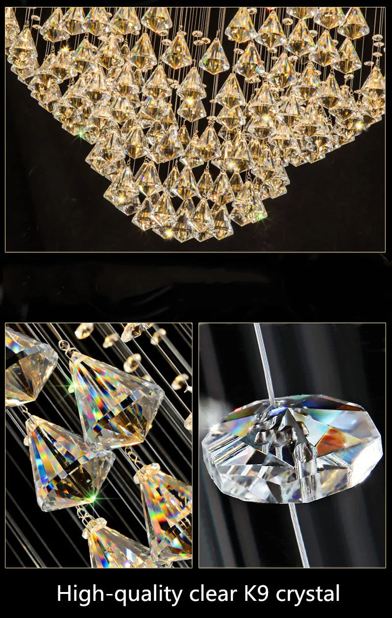 Afralia™ Diamond Crystal Chandelier: Modern LED Living Room and Hotel Lighting