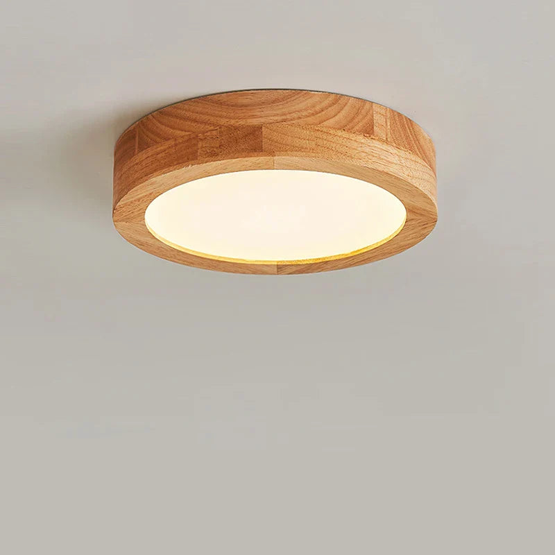 Afralia™ Wood LED Round Ceiling Light for Bedroom Kitchen Nordic Decor