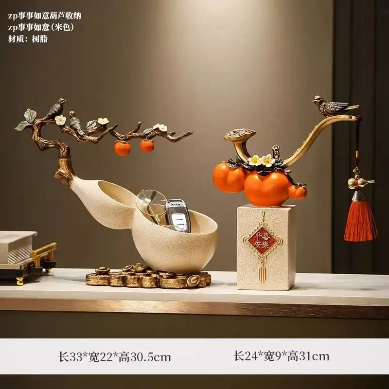 Afralia™ Chinese Gourd Key & Desktop Storage Decoration for Wealth Attraction