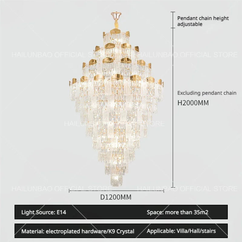 Afralia™ Spiral Staircase Chandelier: Modern Crystal Light for High Livingroom