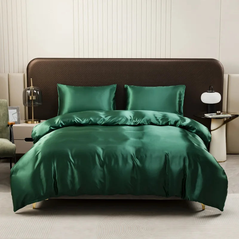 Afralia™ Ice Rayon Duvet Cover and Pillowcase Set: Smooth Comfort in Single & Double Sizes