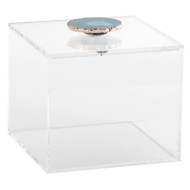 Afralia™ Clear Acrylic Agate Crystal Jewelry Display Box Dustproof Room Decor Holder