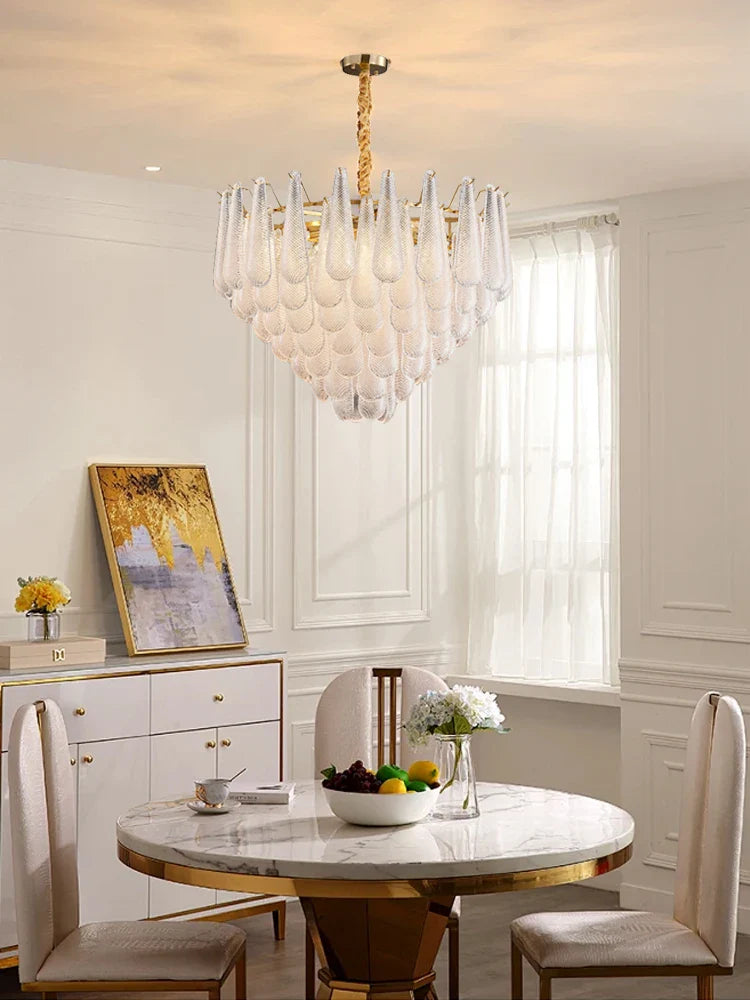 Afralia™ Gold Glass Pendant Light for Dining Table & Hotel, Modern Foyer Ceiling Lamps