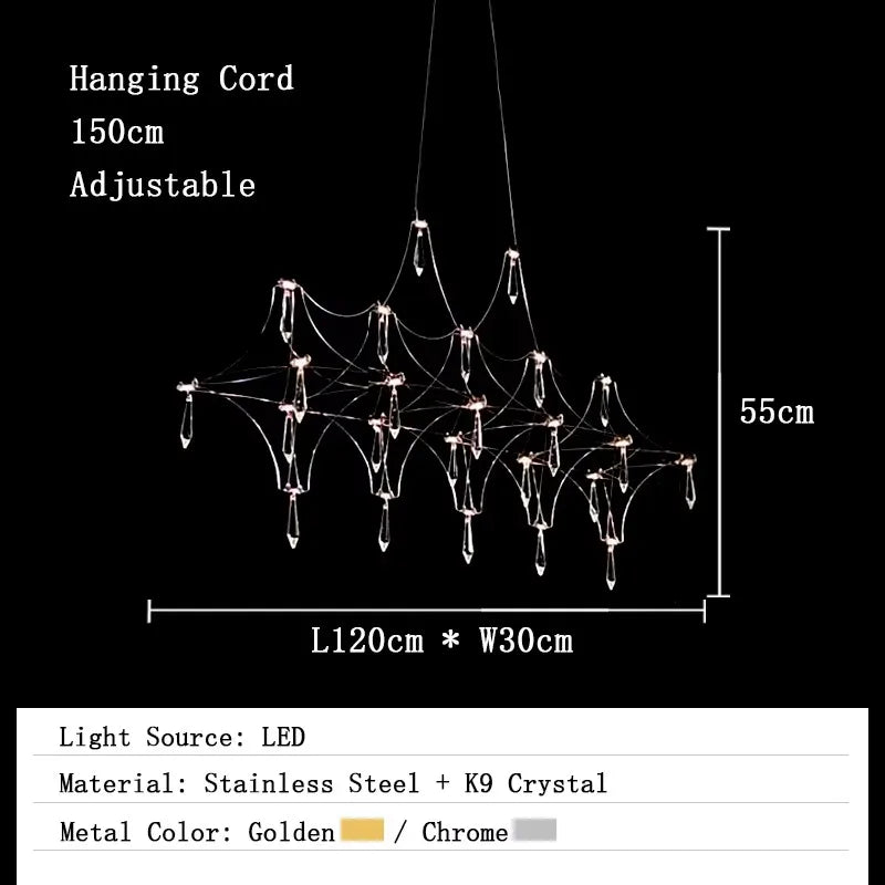 Afralia™ Nordic Art Deco Crystal Chandelier Pendant Light Fixture LED Living Room
