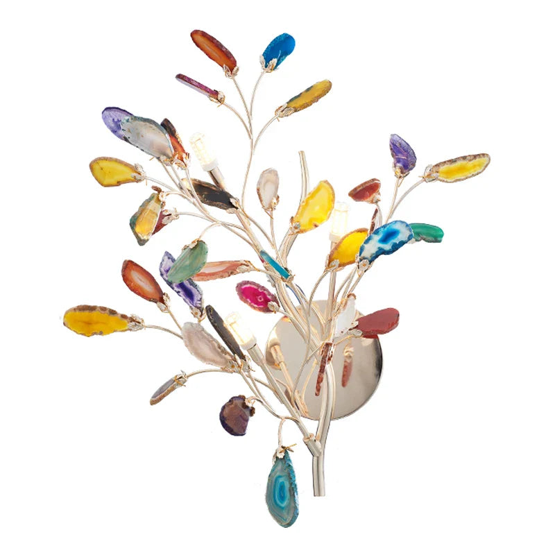Afralia™ Natural Agate G4 Bulb Sconce Wall Lamp Modern Living Room Bedroom Lighting