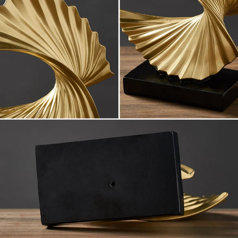 Afralia™ Golden Resin Abstract Sculpture for Modern Home & Office Decor