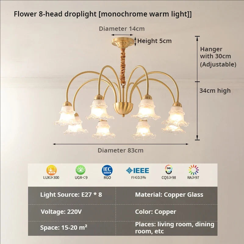 Afralia™ Luxury European Copper Chandelier for Living Room, Bedroom, and Dining Room