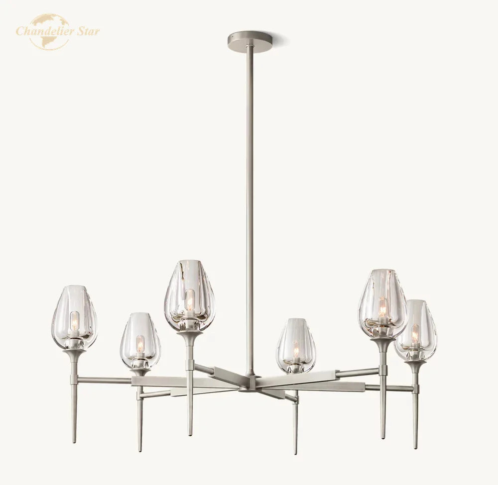 Afralia™ Crystal Tulip Chandelier Pendant Light Living Room Dining Bedroom Luxury Glass Lighting