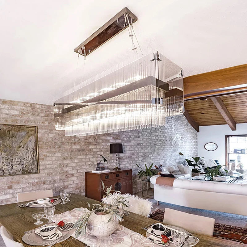 Afralia™ Crystal Glass Pendant Chandelier for Luxe Dining Room Decor