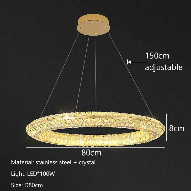 Afralia™ Modern Crystal Chandelier LED Pendant Lamp for Elegant Home Decor