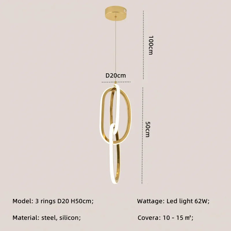 Afralia™ Gold Steel Pendant Light for Home Decor & Bar, Stylish LED Hanging Lamp