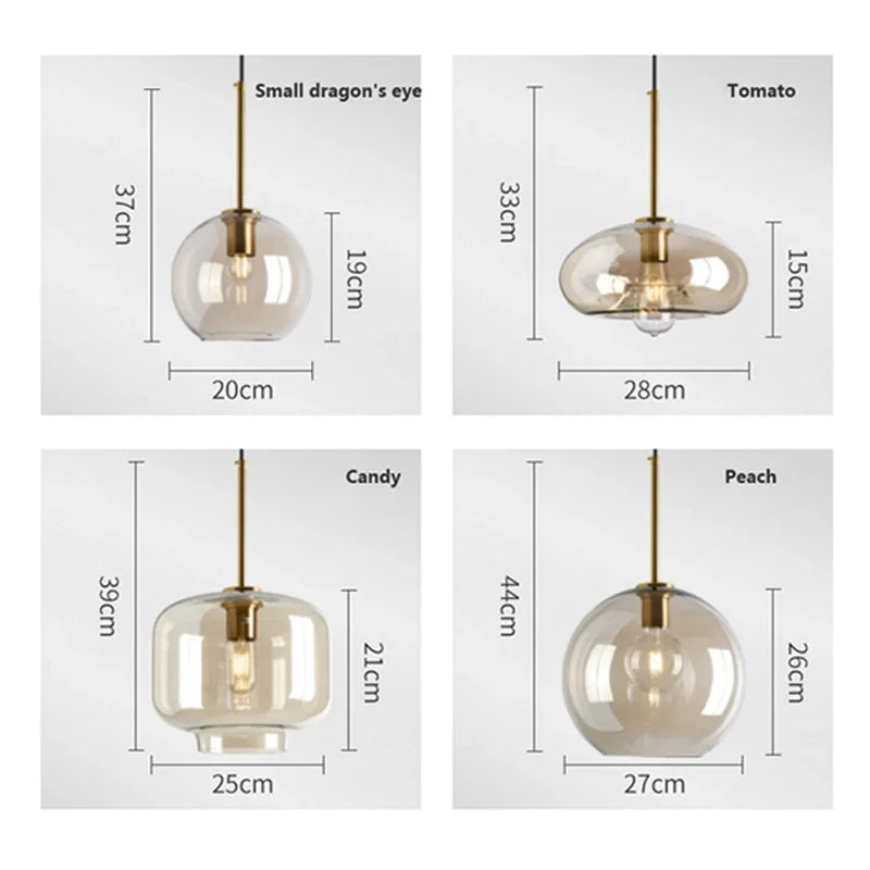 Afralia™ Loft Glass Pendant Light for Kitchen Restaurant Industrial Decor, E27/E26 Bulb