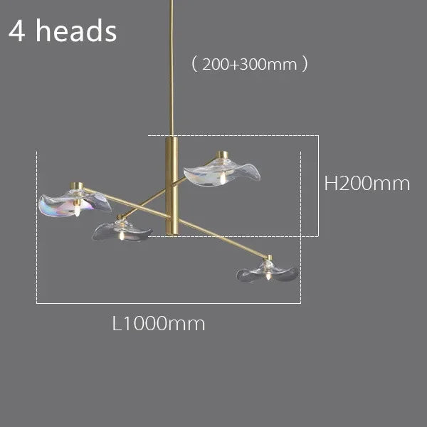 Afralia™ Lotus Leaf Glass Ceiling Chandelier for Bedroom Living Room Hall Lighting