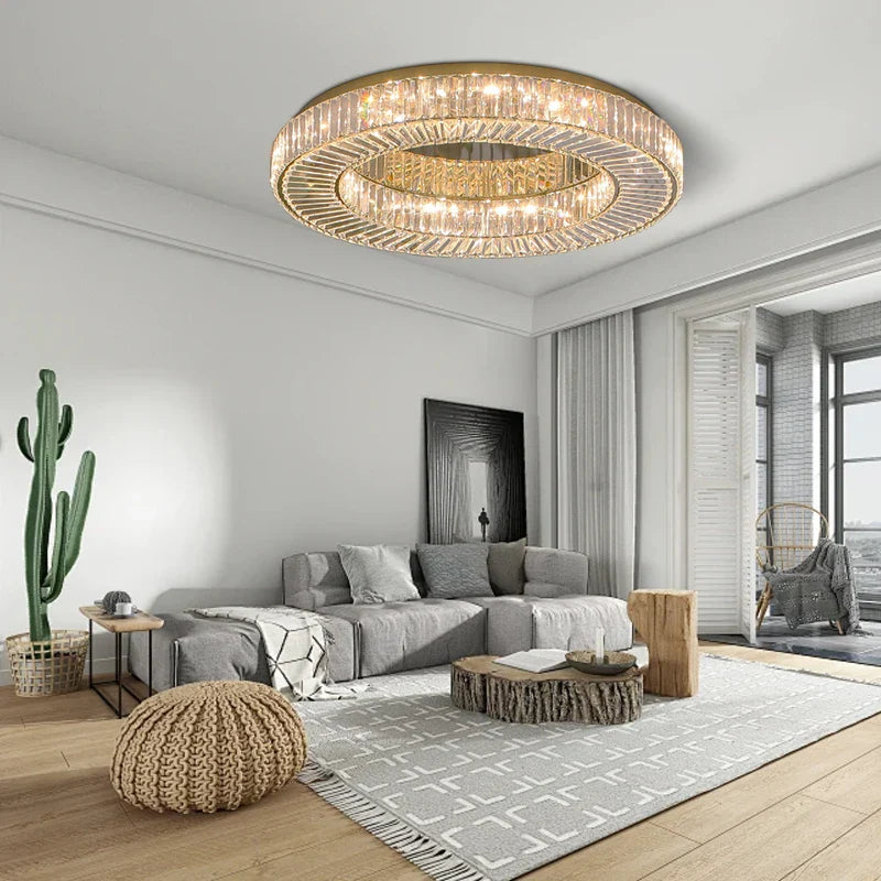 Afralia™ Luxury Crystal Ceiling Lamp: Modern Room Decor, Elegant LED Lighting for Living Room & Bedroom