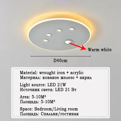 Afralia™ Modern Round LED Ceiling Lights for Home Lighting in Black and White