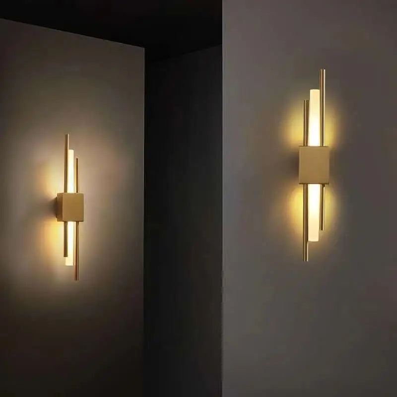 Afralia™ Art Deco Gold LED Wall Sconce with Marble Accent - Modern Bedroom & Living Room Lighting