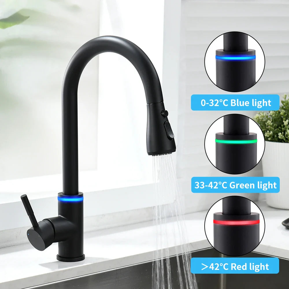 Afralia™ Smart Touch Kitchen Faucet Sensor Water Mixer Sink Tap Rotate Mixer