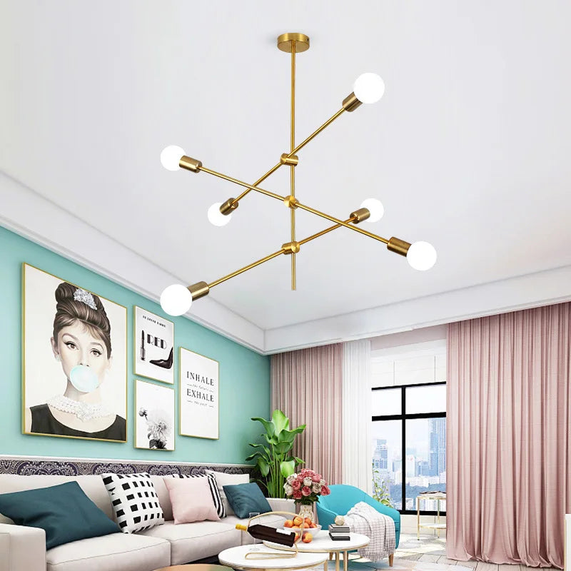 Afralia™ Molecular Brass Chandelier Lights for Living Dining Bedroom- European Pop Style