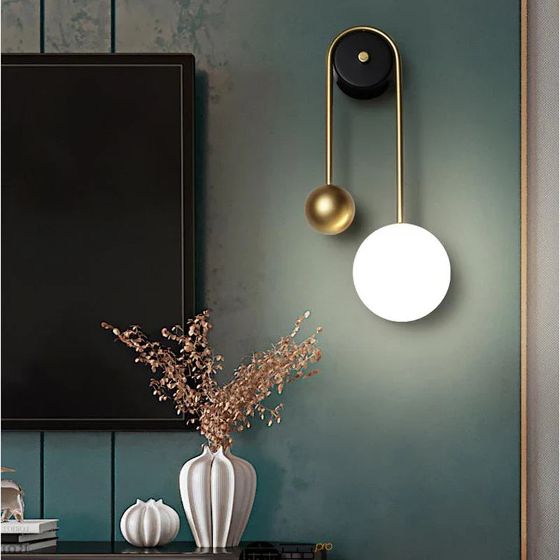 Afralia™ Golden Ball LED Wall Lamp for Home Decor