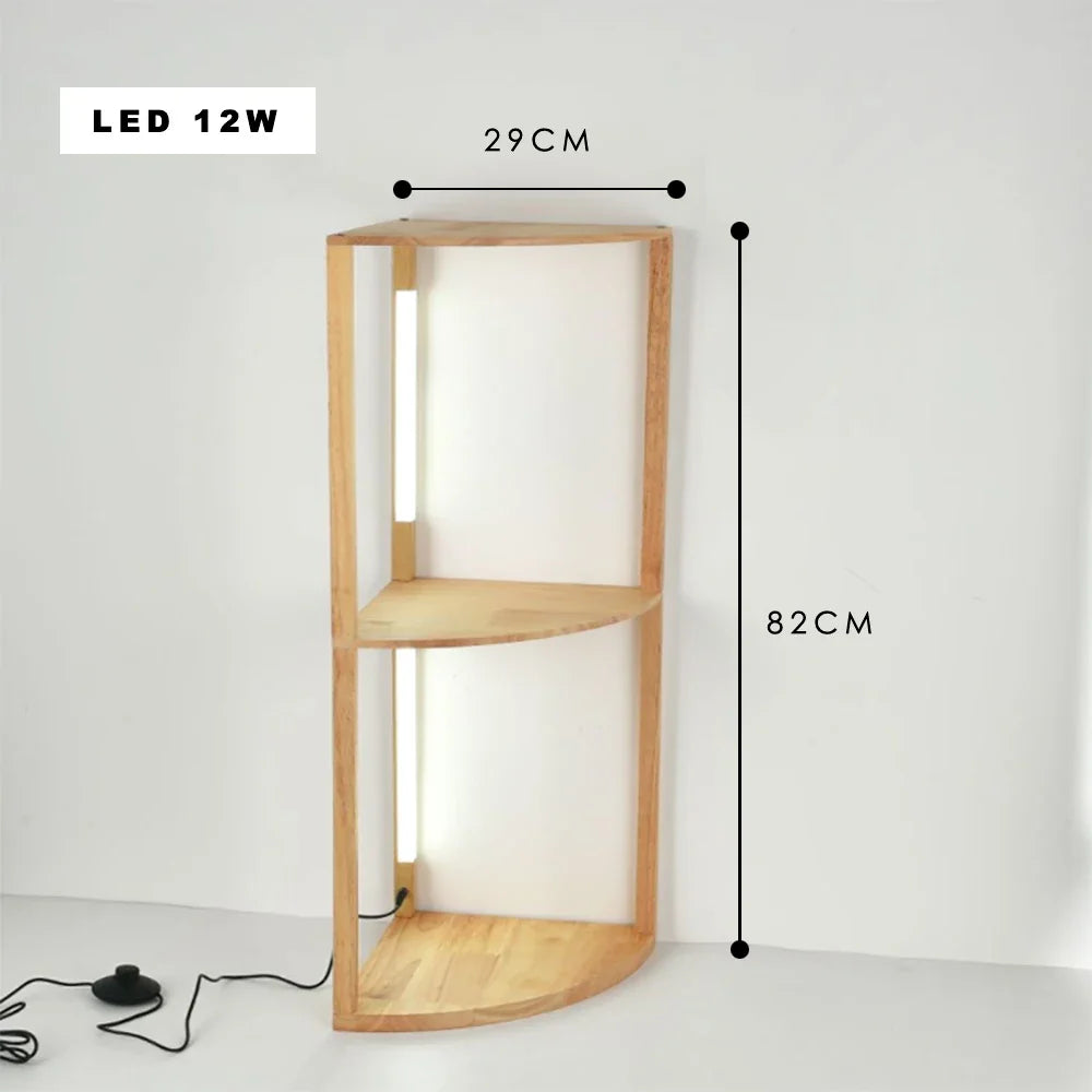 Afralia™ Wood LED Shelf Floor Lamp - Nordic Modern Standing Lighting with Storage