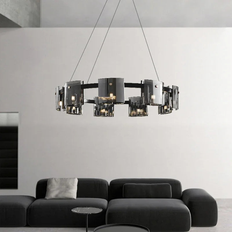 Afralia™ Modern Amber Glass Chandelier Pendant Light