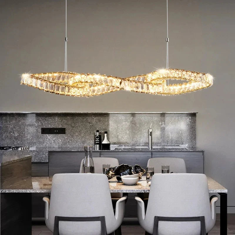 Afralia™ Crystal LED Pendant Chandeliers for Luxury Living Room Decor