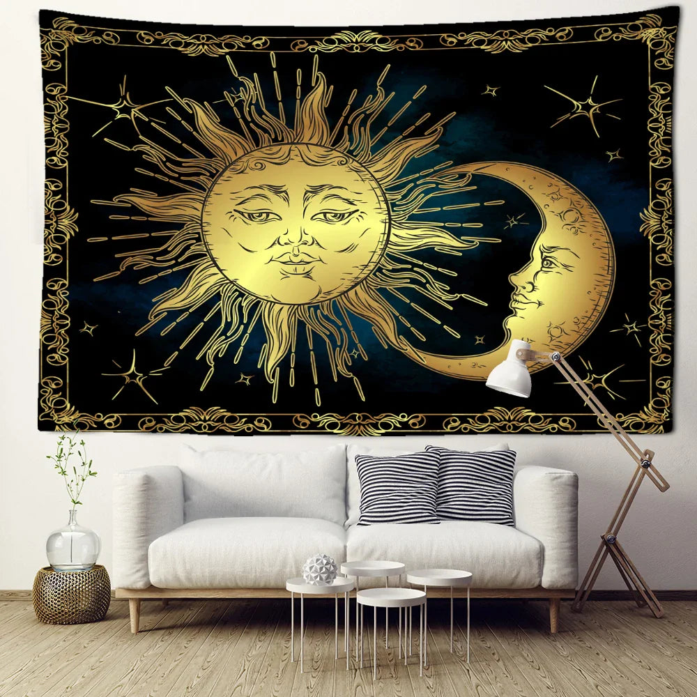 Afralia™ Sun Moon Tarot Tapestry: Mystical Abstract Art for Home Decor