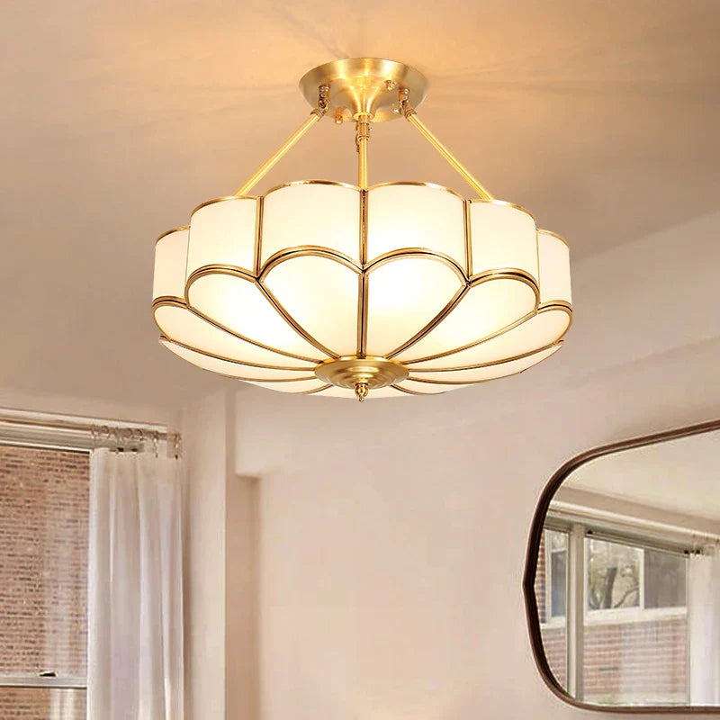 Afralia™ Brass Ceiling Lamp: Modern Nordic Light Luxury LED Fixture for Home Bedroom