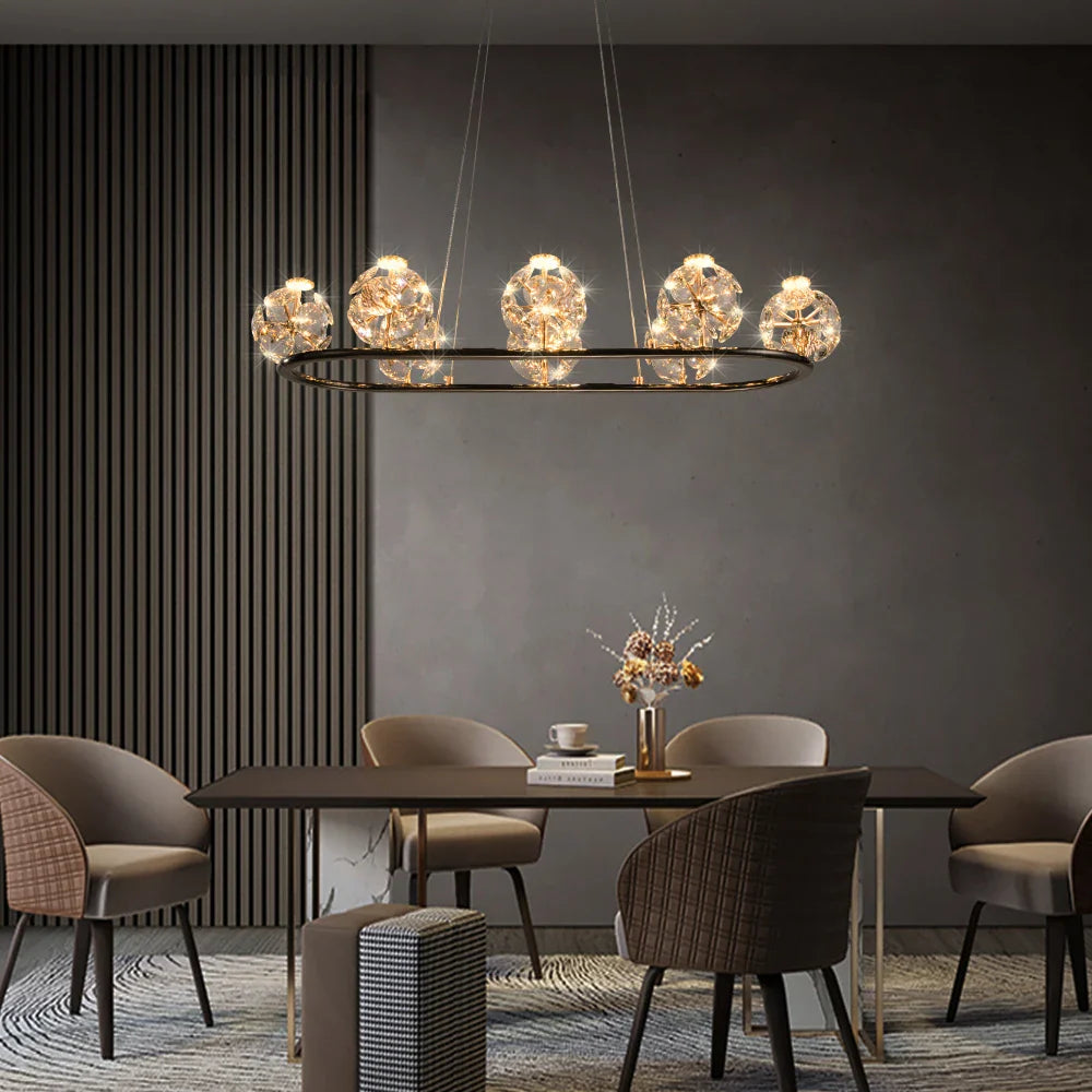 Afralia™ Luxury Crystal Glass Ball Chandelier for Dining Living Room Hall Island