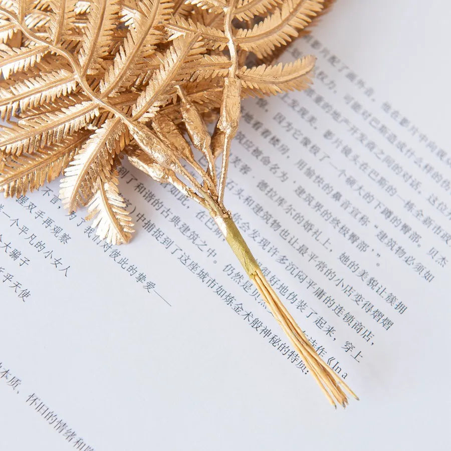 Afralia™ Gold Palm Leaves Vase: Artificial Plants for Home Decoration, Christmas, Wedding